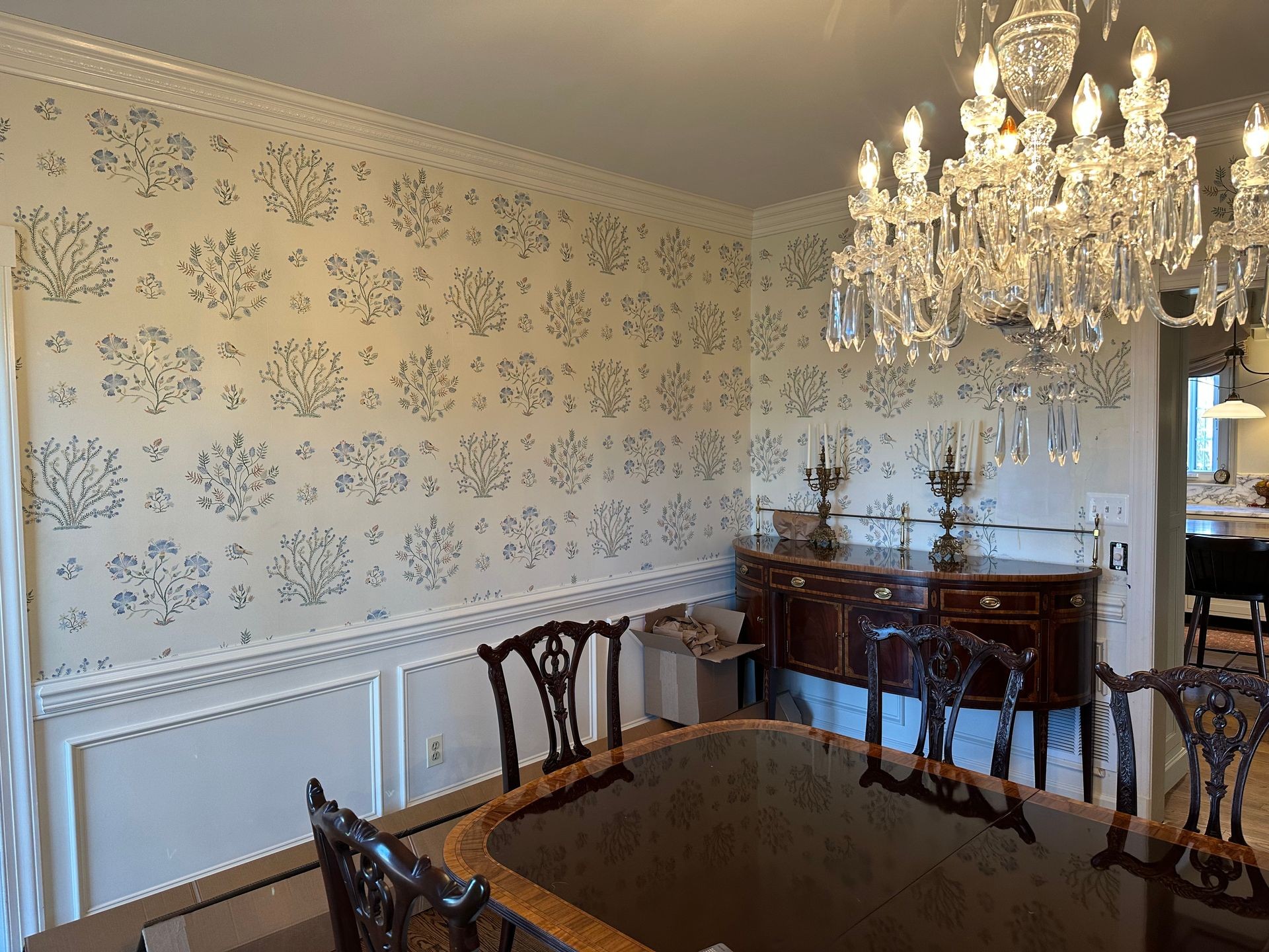 Wallpaper removal in Harford and Baltimore County. Living room, dining room or bedrooms. 